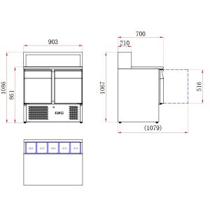 Blizzard 2 Door Compact Gastronorm Pizza Prep Counter 240L