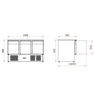 Blizzard 3DR Compact GN Counter with Granite Worktop 368L