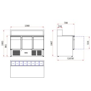 Blizzard 3 Door Compact Gastronorm Pizza Prep Counter 368L