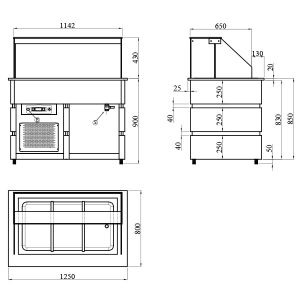 Blizzard Flat Glass Display Counter 3x GN1/1