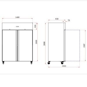 Blizzard Double Door Ventilated GN2/1 SS Freezer 1300L