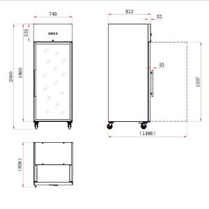 Blizzard Single Glass Door Ventilated GN Refrigerator 650L
