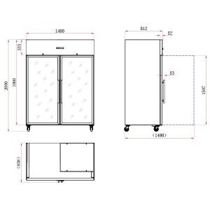 Blizzard Double Glass Door Ventilated GN Refrigerator 1300L