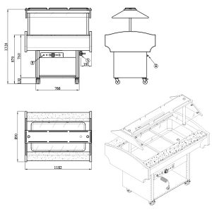 3 x GN1/1 Cold Buffet Display