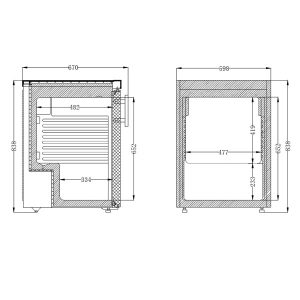 Blizzard Glass Door SS Under Counter Refrigerator 170L