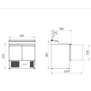 2 DR Compact GN Prep Counter W/ Raised Collar 240L