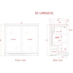 Blizzard Double Sliding Door Low Height Bar Bottle Cooler
