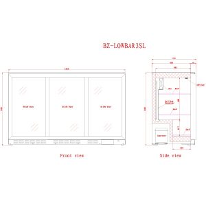 Blizzard Triple Sliding Door Low Height Bar Bottle Cooler