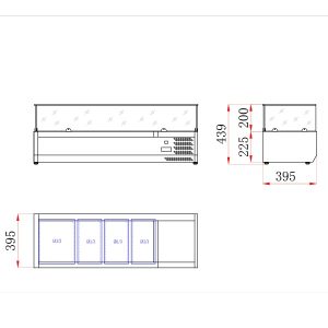 Blizzard 1/3 Gastronorm Prep Top with Glass Cover 1200mm(W)