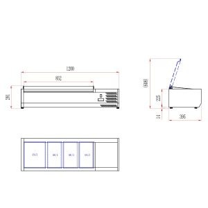 Blizzard 1/3 Gastronorm Prep Top with Hinged Lid 1200mm(W)