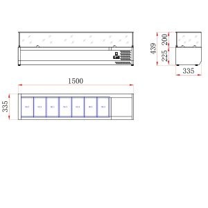Blizzard 1/4 Gastronorm Prep Top with Glass Cover 1500mm(w)