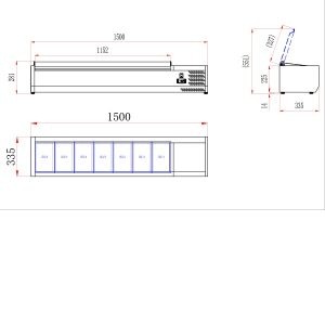 Blizzard 1/4 Gastronorm Prep top with hinged lid 1500mm(w)