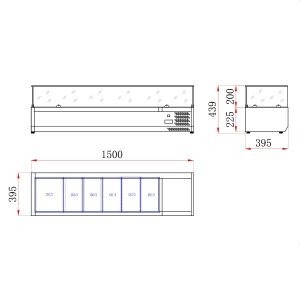 Blizzard 1/3 Gastronorm Prep Top with Glass Cover 1500mm(W)