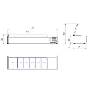 Blizzard 1/3 Gastronorm Prep Top with Hinged Lid 1500mm(W)