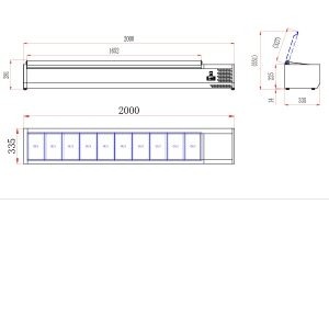 Blizzard 1/4 Gastronorm Prep Top with Hinged Lid 2000mm (w)