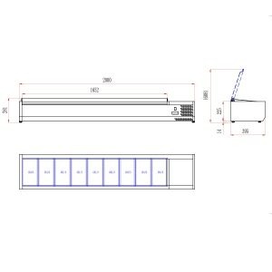 Blizzard 1/3 Gastronorm Prep Top with Hinged Lid 2000mm(W)