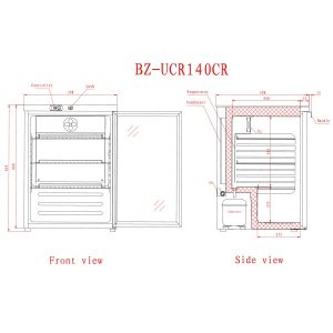 Blizzard Glass Door S.S Under Counter Refrigerator 145L