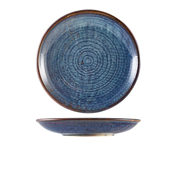 Terra Porcelain Aqua Blue Deep Coupe Plate 25cm QTY:6