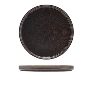 Terra Porcelain Black Low Presentation Plate 25cm QTY:6