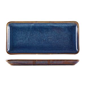 Terra Porcelain Aqua Blue Narrow Rectangular Platter 36 x 16.5cm QTY:3