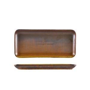 Terra Porcelain Rustic Copper Narrow Rectangular Platter 27 x 12.5cm QTY:6