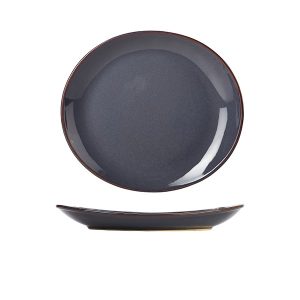 Terra Stoneware Rustic Blue Oval Plate 25x22cm QTY:6