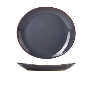 Terra Stoneware Rustic Blue Oval Plate 29.5 x 26cm QTY:6
