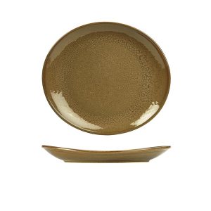 Terra Stoneware Rustic Brown Oval Plate 25x22cm QTY: 6