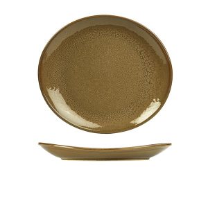Terra Stoneware Rustic Brown Oval Plate 29.5 x 26cm QTY: 6