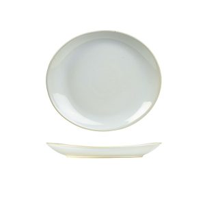 Terra Stoneware Rustic White Oval Plate 21x19cm QTY: 6