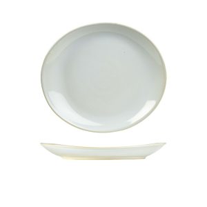 Terra Stoneware Rustic White Oval Plate 25x22cm QTY: 6
