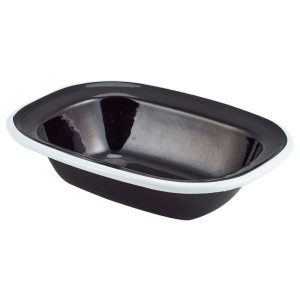 Enamel Pie Dish Black with White Rim 16cm QTY:12