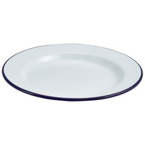 Enamel Wide Rim Plate White & Blue 24cm QTY: 1