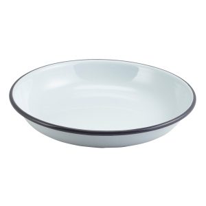 Enamel Rice/Pasta Plate White with Grey Rim 20cm QTY: 1