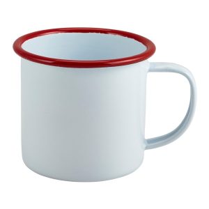 Enamel Mug White with Red Rim 36cl/12.5oz QTY: 1