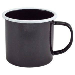 Enamel Mug Black with White Rim 36cl/12.5oz QTY: 1