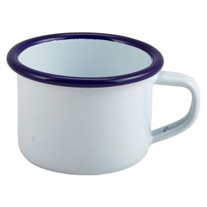 Enamel Mug White With Blue Rim 12cl/4.2oz QTY: 1
