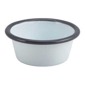 Enamel Ramekin White with Grey Rim 8cm Dia 90ml/3.2oz QTY:12