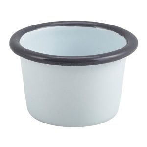 Enamel Ramekin White with Grey Rim 7cm Dia 90ml/3.2oz QTY:12