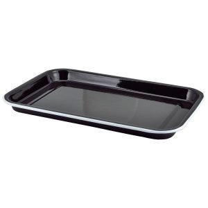 Enamel Serving Tray Black with White Rim 38.2×26.4×2.2cm QTY: 1