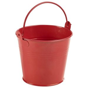 Galvanised Steel Serving Bucket 10cm Dia Red QTY:12