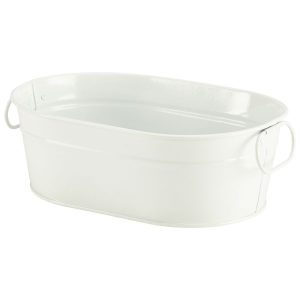 Galvanised Steel Serving Bucket White 23 x 15 x 7cm QTY:6