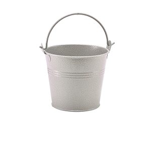 GenWare Galvanised Steel White Hammered Serving Bucket 10cm QTY:12