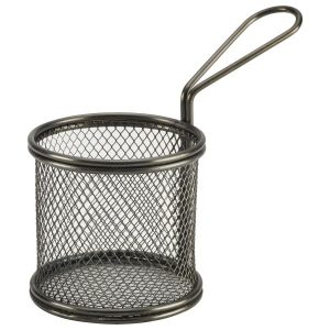 Black Serving Fry Basket  Round 9.3 x 9cm QTY:6