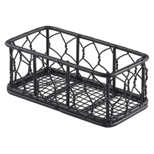 Genware Rectangular Black Wire Basket 14 x 7 x 5.5cm QTY:6