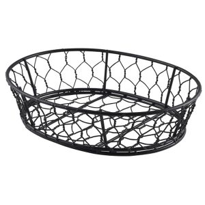 Genware Oval Black Wire Basket 24 x 18 x 6cm QTY:6