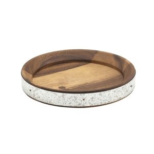 Acacia Wood Zinc Banded Serving Board 17cm QTY: 1