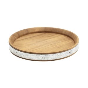 Acacia Wood Zinc Banded Serving Board 24cm QTY: 1