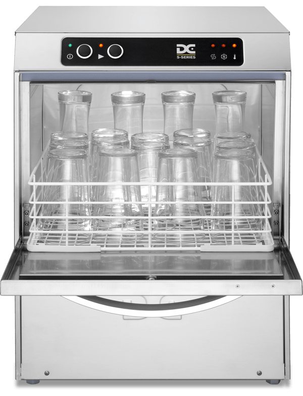 DC Standard Range SG40ISD Glasswasher with Integral Softener and Drain Pump  400mm Rack 18 Pint Capacity