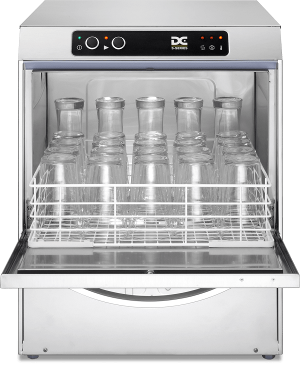 DC Standard Range SG45ISD Glasswasher with Integral Softener and Drain Pump  450mm Rack 25 Pint Capacity